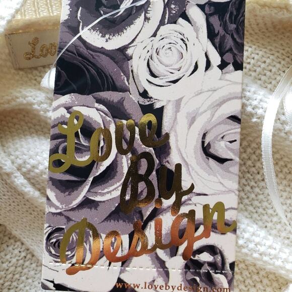 NWT Love by Design Embellished Neckline Split Back Cream Knit Sweater Large - Picture 12 of 12